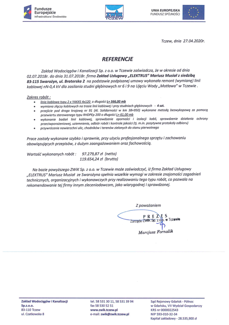 Referencje ZWiK Tczew_NI_021_2018_ELEKTRUS